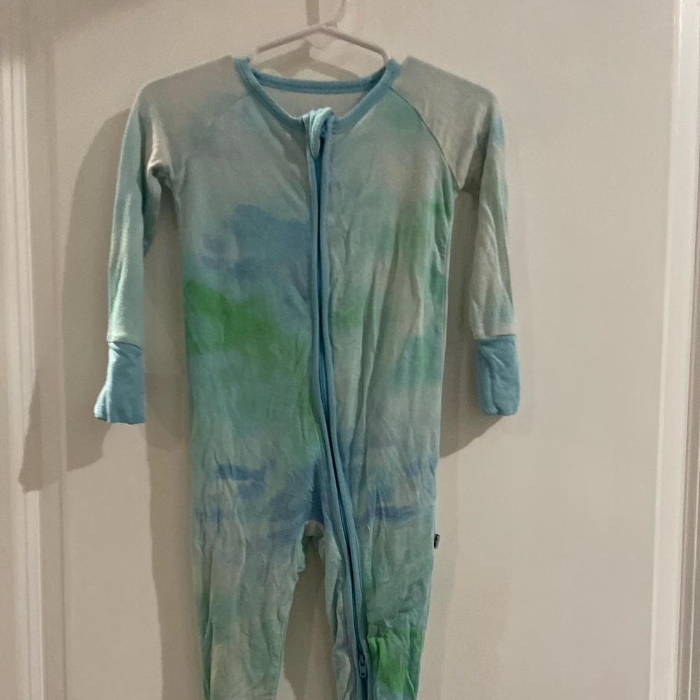 Little Sleepies Blue and Green Tie-Dye Footie